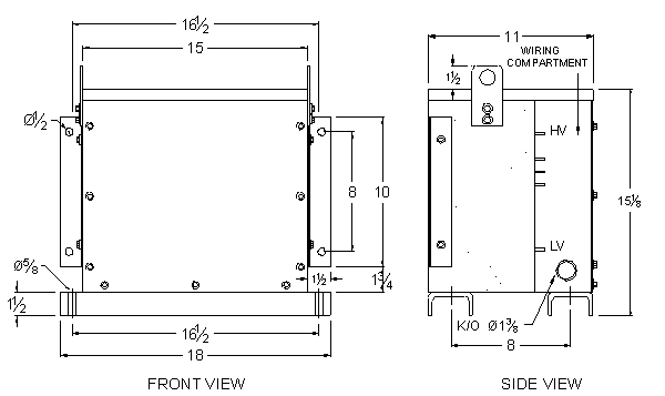 Epoxy Encapsulated Transformer general dimensions