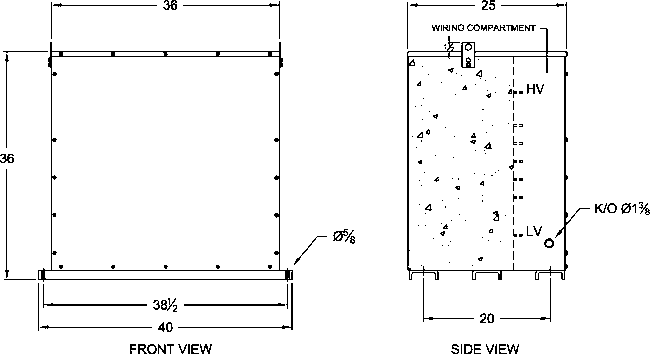 Epoxy Encapsulated Transformer general dimensions