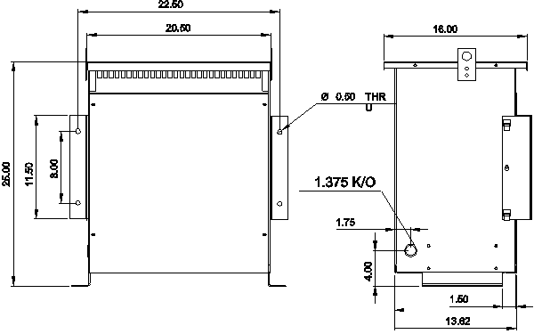 Autotransformer general dimensions