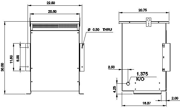 Autotransformer general dimensions